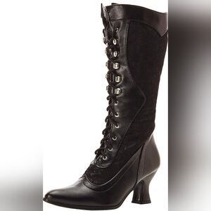 Black Lace-Up Knee-High Boots